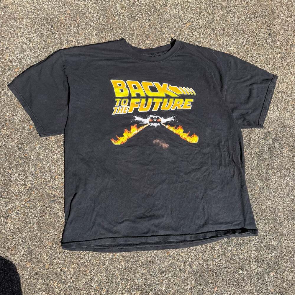 Back to the Future Flaming DeLorean Movie Graphic T-Shirt